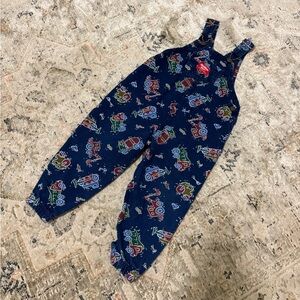 OshKosh B'gosh Navy Overalls Construction Print